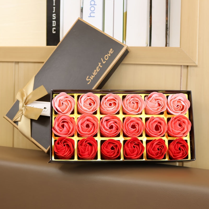 1 Box, 18 Soap Rose Flowers