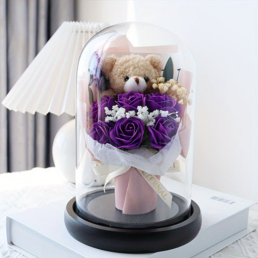 Charming Bear &  Rose Bouquet