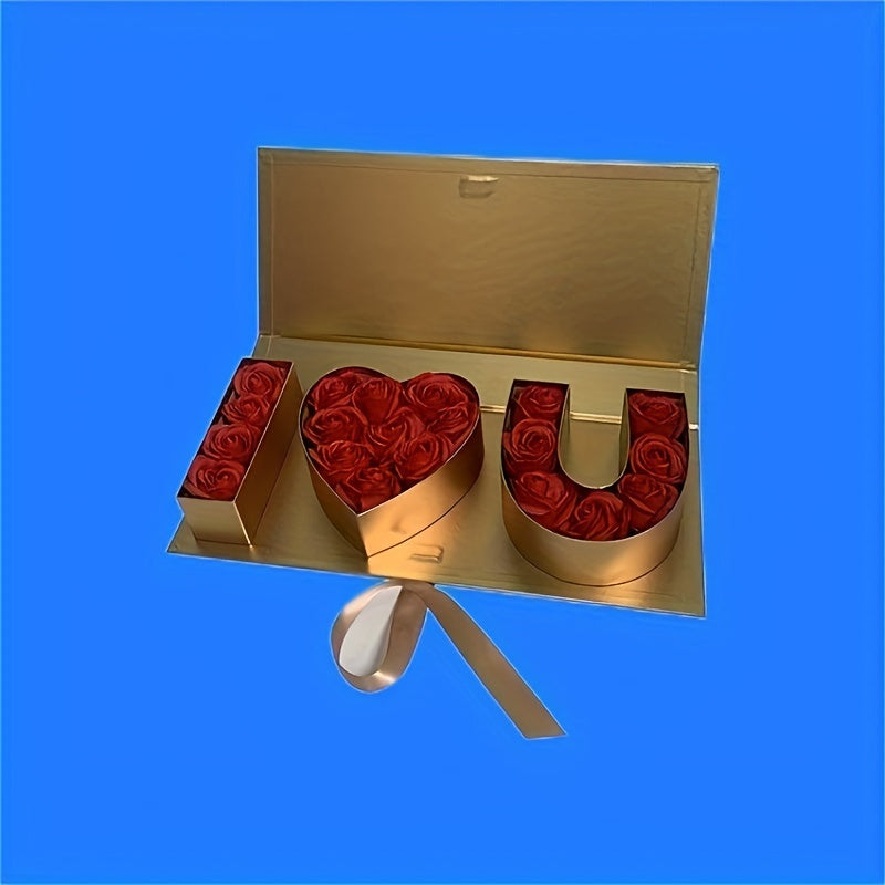 1pc Luxurious "I Love You" Letter-Shaped Eternal Roses Soap Flower Gift Box