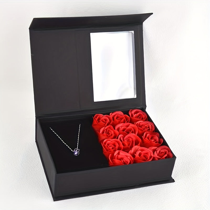 1pc, Gift Box, Simulation Roses Decor Jewelry Box