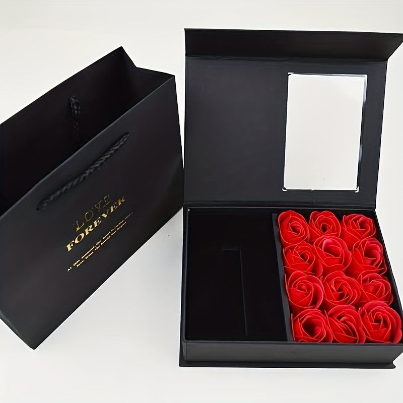 1pc, Gift Box, Simulation Roses Decor Jewelry Box