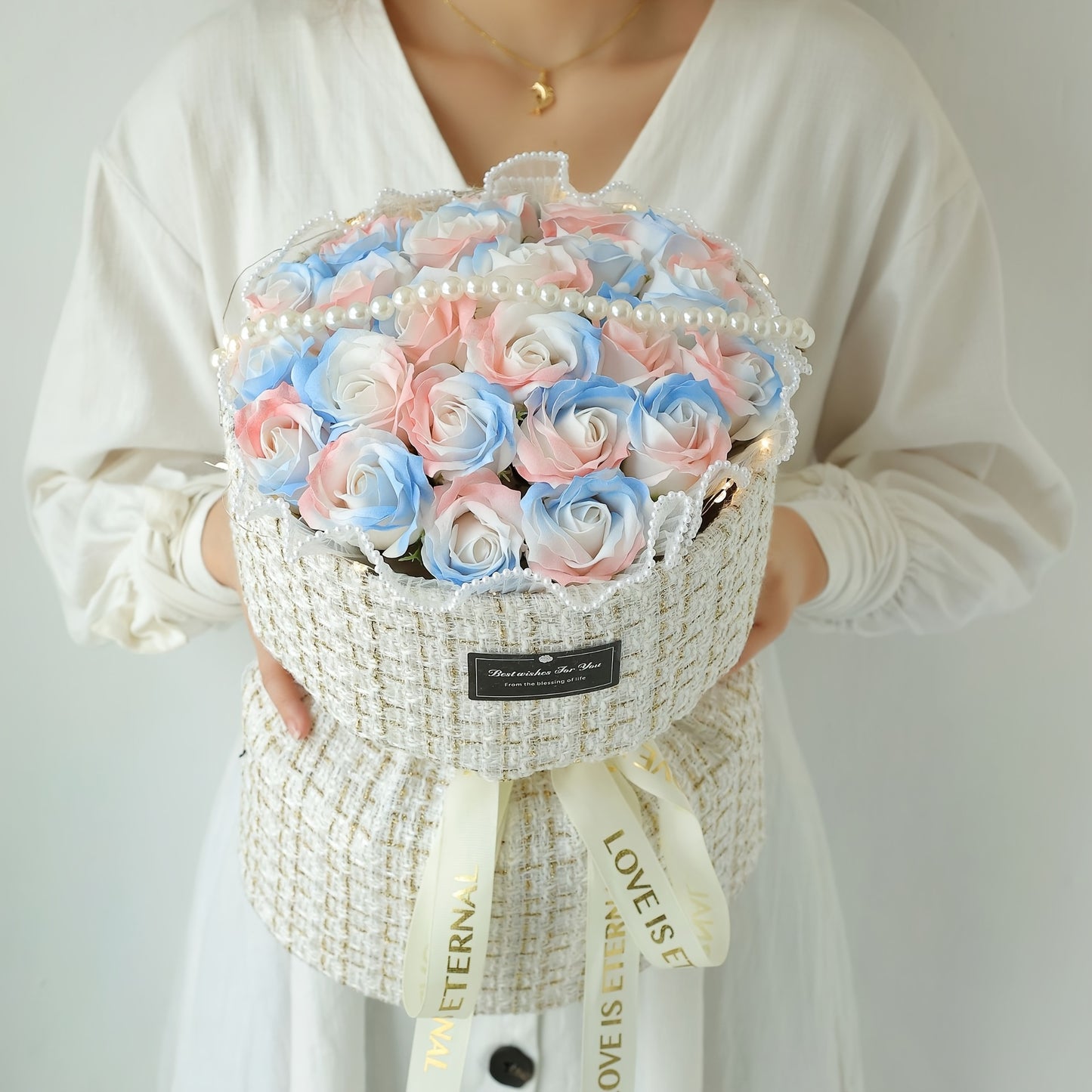 Elegant Ice Blue Rose Bouquet