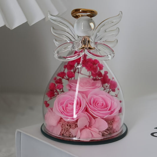 1pc, Eternal Rose Angel with 3 Roses,