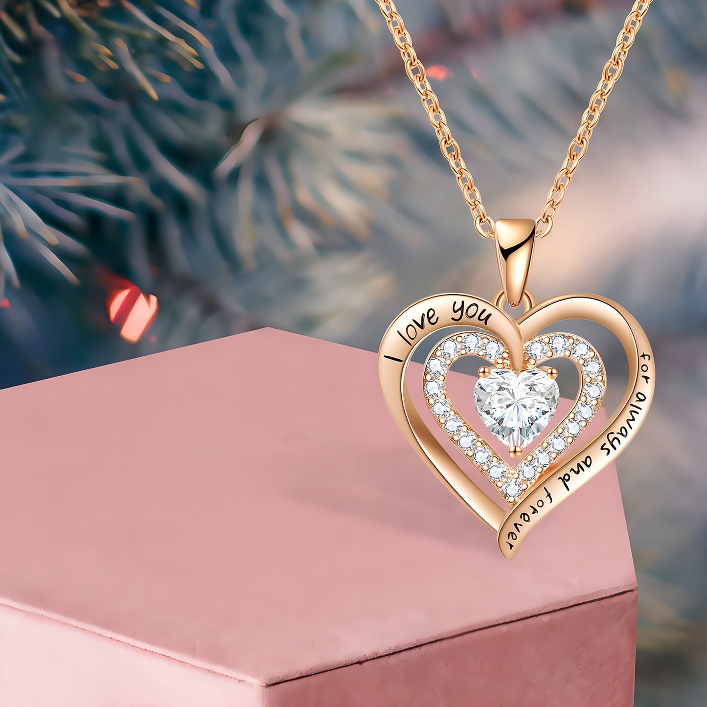 Rose Artificial Flowers in Heart-Shaped Box with "I Love You" Golden Heart