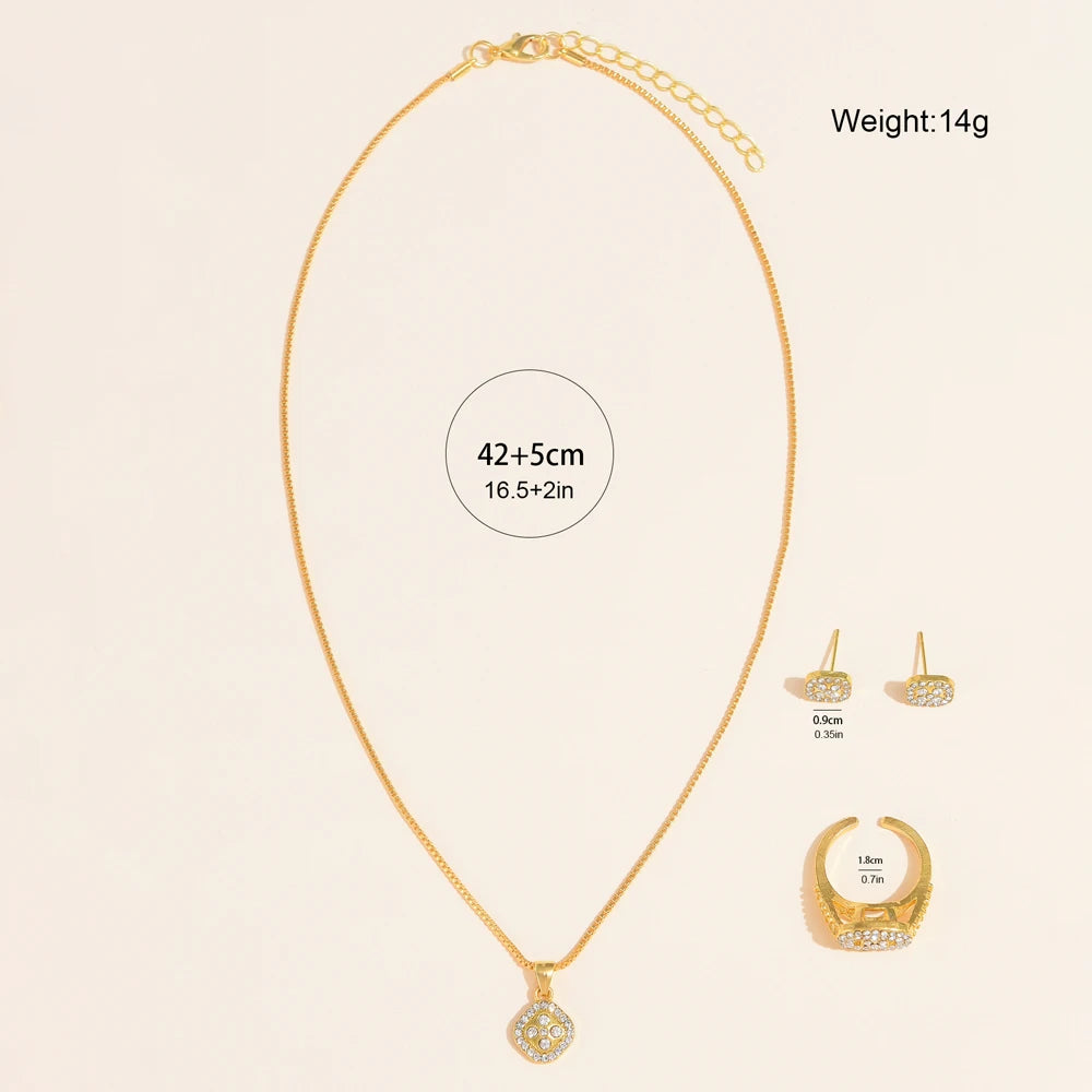 Fashion Luxury Women Watch Necklace Earrings Ring Set