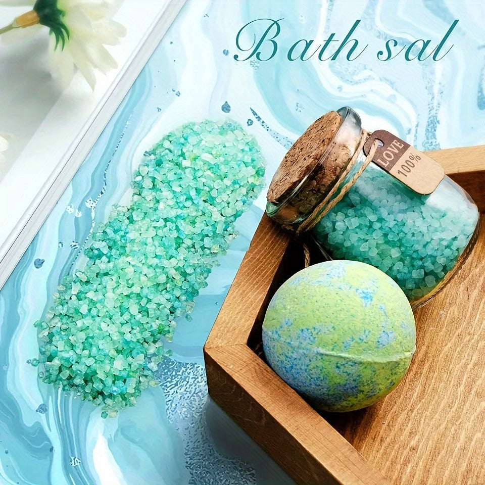 Creative Gift Box Spa Bath Set, Bath Bomb, Bath Salt, Soap Bar, Candles.